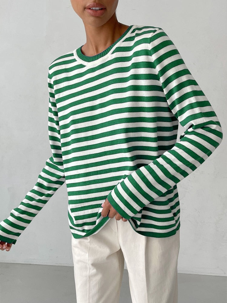 Striped Gestreepte Gebreide Damestrui | Zenda