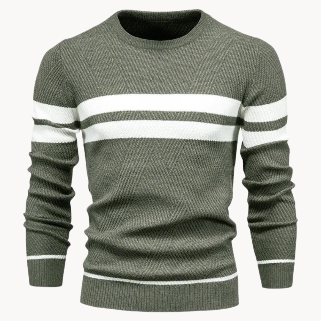 Zander Field Stripe Cotton Crewneck | Zenda