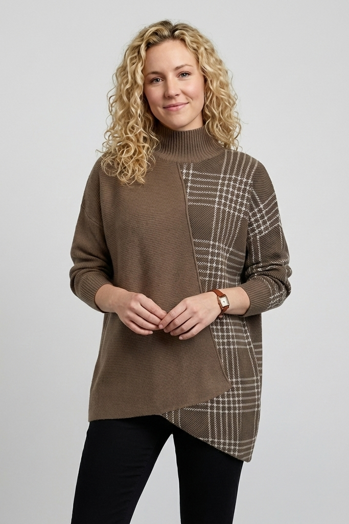 Patchwork Turtleneck Sweater | Zenda