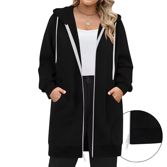 SoftHood™ • Lang damesvest met capuchon voor warmte en comfort