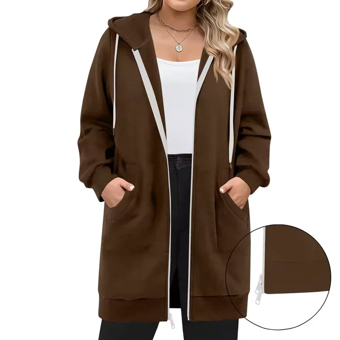 SoftHood™ • Lang damesvest met capuchon voor warmte en comfort