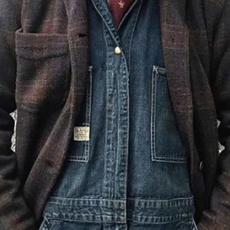 Men's Retro Checkered Lapel Loose Jacket | ZENDA