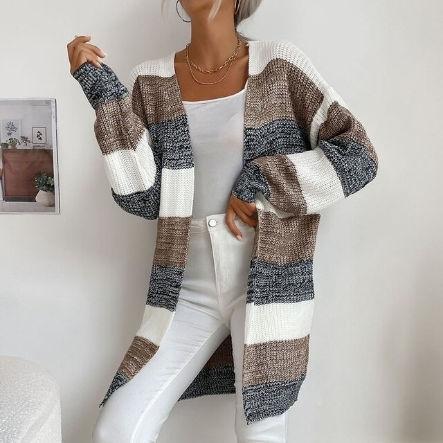 Patchwork Knitted Long Sweater | Zenda