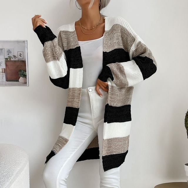 Patchwork Knitted Long Sweater | Zenda
