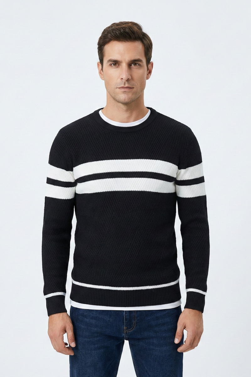 Zander Field Stripe Cotton Crewneck | Zenda