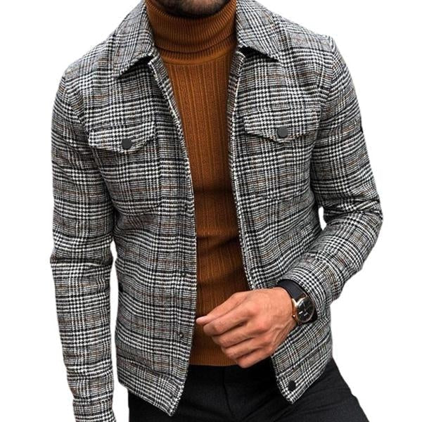 Men's Lapel Plaid Pocket Men's Jacket | ZENDA