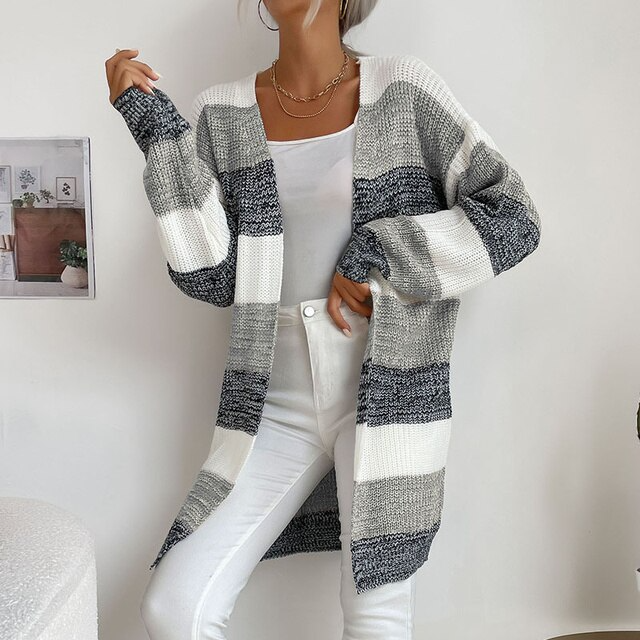 Patchwork Knitted Long Sweater | Zenda
