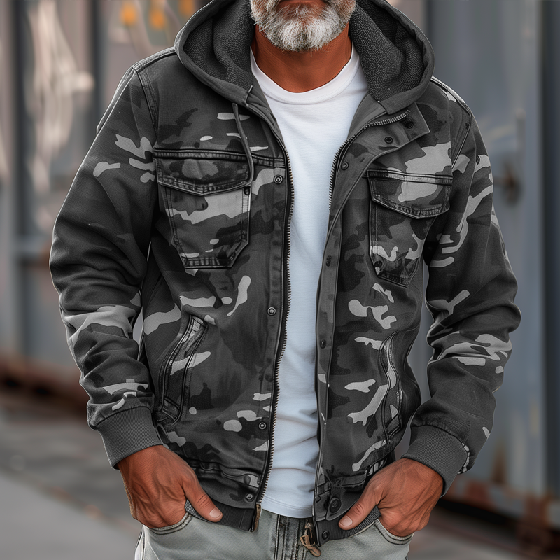 Men's Camouflage Zip Cargo Jacket | ZENDA