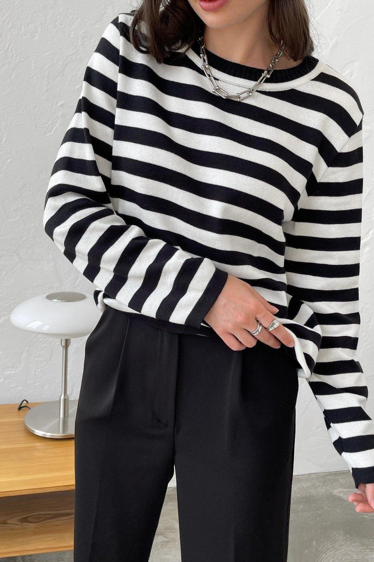 Striped Gestreepte Gebreide Damestrui | Zenda