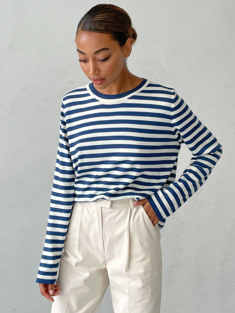 Striped Gestreepte Gebreide Damestrui | Zenda