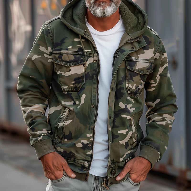 Men's Camouflage Zip Cargo Jacket | ZENDA