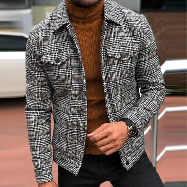 Men's Lapel Plaid Pocket Men's Jacket | ZENDA
