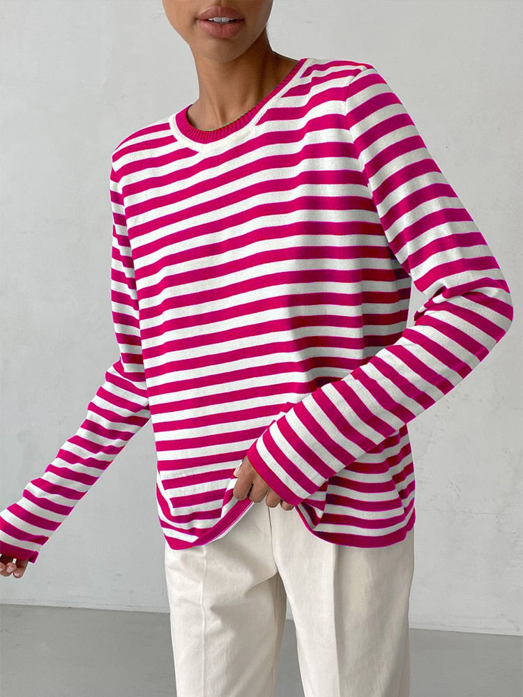 Striped Gestreepte Gebreide Damestrui | Zenda
