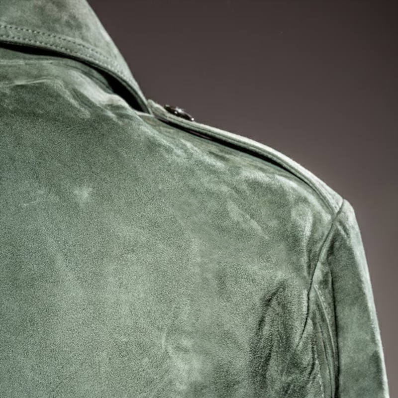 Men's Retro Lapel Zipper Breast Pocket Suede Jacket | ZENDA