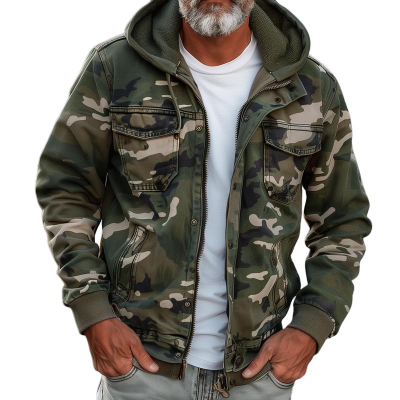 Men's Camouflage Zip Cargo Jacket | ZENDA